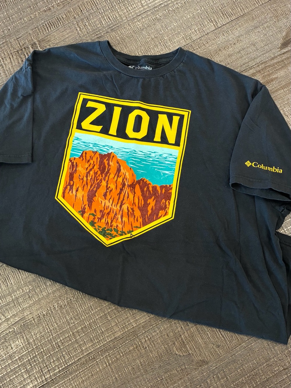 Columbia Black Short-Sleeve Zion Graphic Tee with Yellow Accent